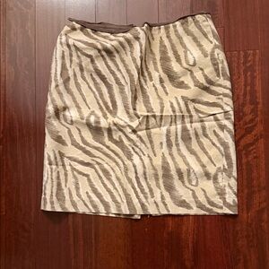 LOFT Brown and Cream Zebra Print Pencil Skirt
